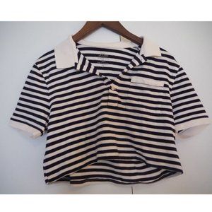 J. Crew Super Cropped Striped Polo Top